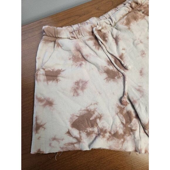 Pink Medium tie dye shorts redish/tan in color with pockets and tie waistband - Picture 3 of 5